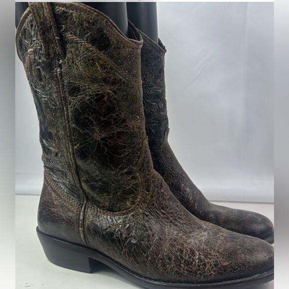 Steve Madden Lasoo Brown Leather Factory Distressed Cowboy Boots Size 10 - Picture 1 of 11